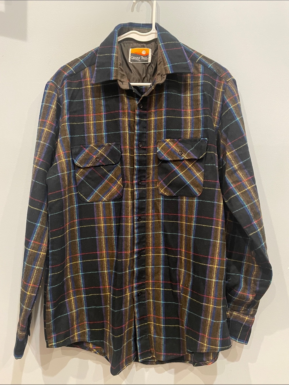 Men’s  Multicolor Plaid long sleeve  Shirt by ozark trail size medium